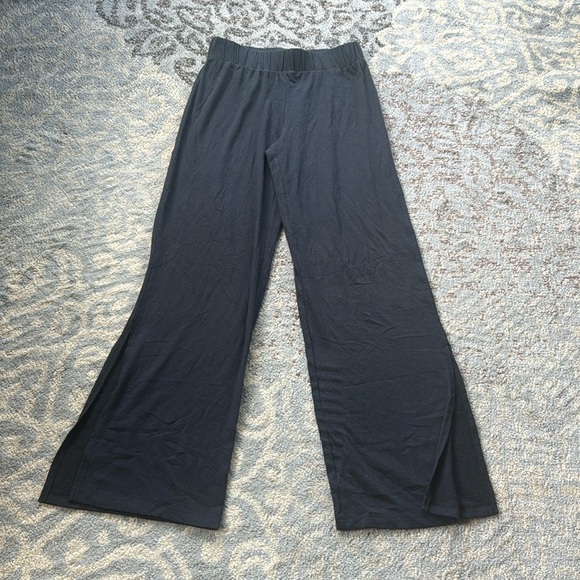 Colleen Lopez Wide Leg Pants With Side Slits Black Small - Picture 1 of 7
